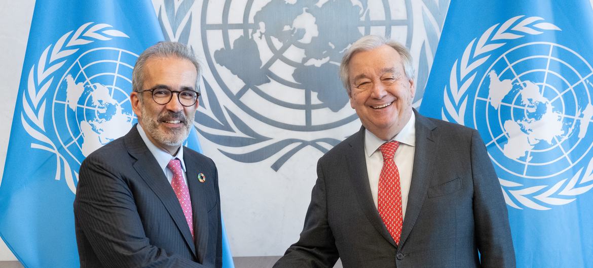 O secretário-geral da ONU com o ministro dos Negócios Estrangeiros de Portugal