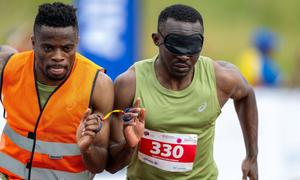 Guillaume Junior Atangana, a Cameroonian vision-impaired sprinter, and his guide Donard Ndim Nyamjua, are competing at the 2024 Paralympic Games in Paris.