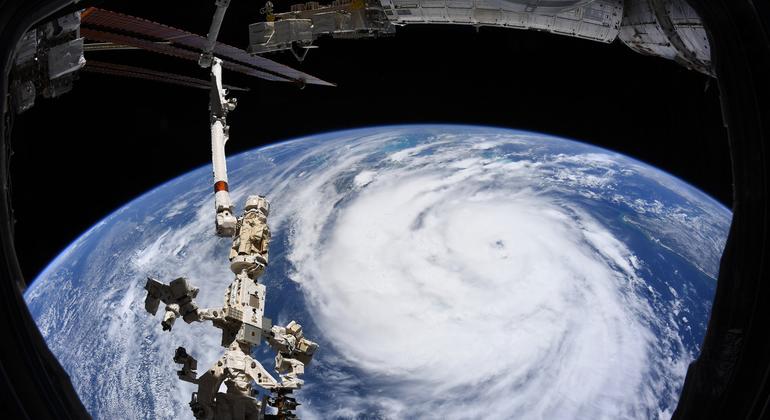 Vista del el huracán Ida tomada a bordo de la Estación Espacial Internacional