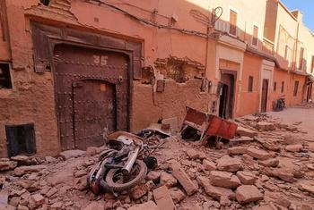 آثار الزلزال المدمر في البلدة القديمة في مراكش. ضرب الزلزال المغرب يوم الجمعة 8 أيلول/سبتمبر 2023.