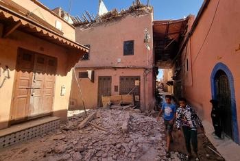 آثار الزلزال المدمر في البلدة القديمة في مراكش. ضرب الزلزال المغرب يوم الجمعة 8 أيلول/سبتمبر 2023.