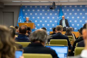 O secretário-geral, António Guterres, informa os jornalistas sobre os recentes desenvolvimentos em Israel e nos Territórios Palestinos Ocupados