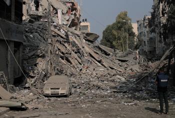 Edificio destruido por los bombardeos en Gaza.