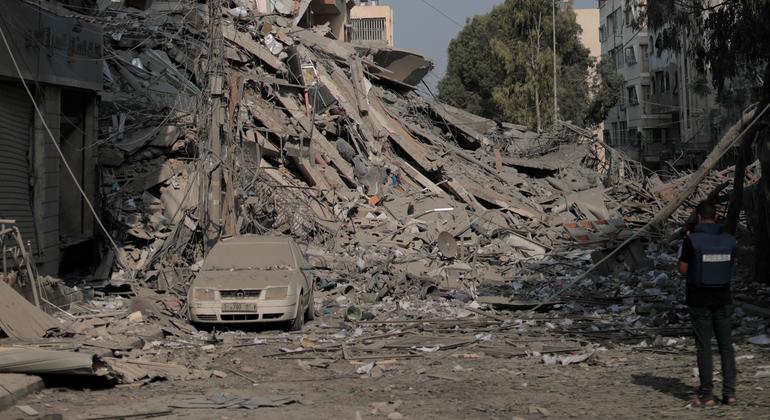 Edificio destruido por los bombardeos en Gaza.