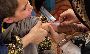 Measles vaccines are administered in Balkh Province in Afghanistan.