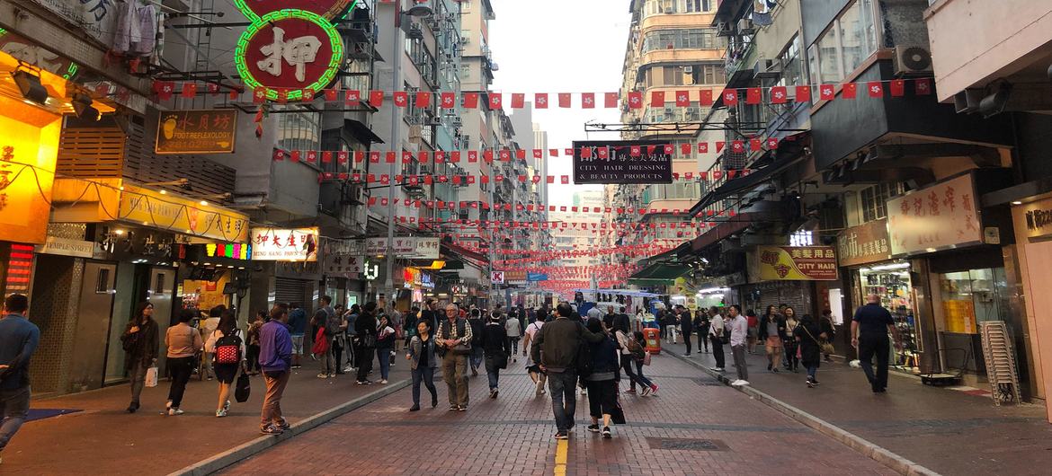 Temple Street night market, Hong Kong, China.