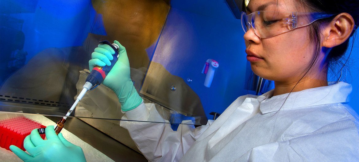 A scientist examines a sample suspected to contain bacterial toxins.