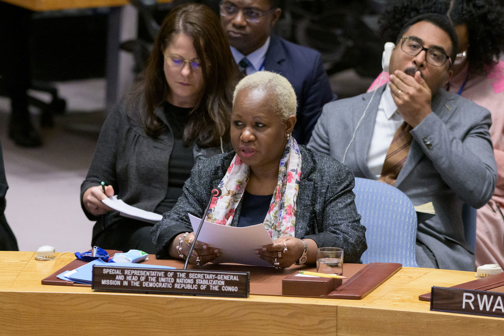 Bintou Keita, cheffe de la Mission des Nations Unies en République démocratique du Congo (MONUSCO), devant le Conseil de sécurité.