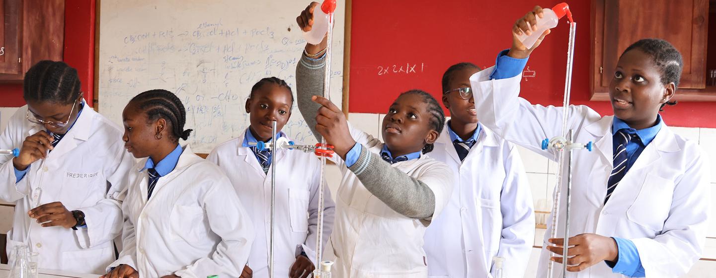 Secondary school students at TASSAH ACADEMY, a STEM focused school, in the science lab, Yaounde (Cameroon). Secondary school students at TASSAH ACADEMY, a STEM focused school, in the science lab, Yaounde (Cameroon).