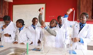 Secondary school students at TASSAH ACADEMY, a STEM focused school, in the science lab, Yaounde (Cameroon).