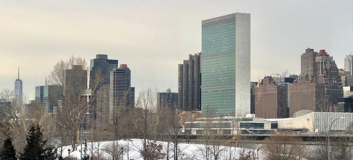 View of the UNHQ building from Roosevelt Island, New York View of the UNHQ building from Roosevelt Island, New York