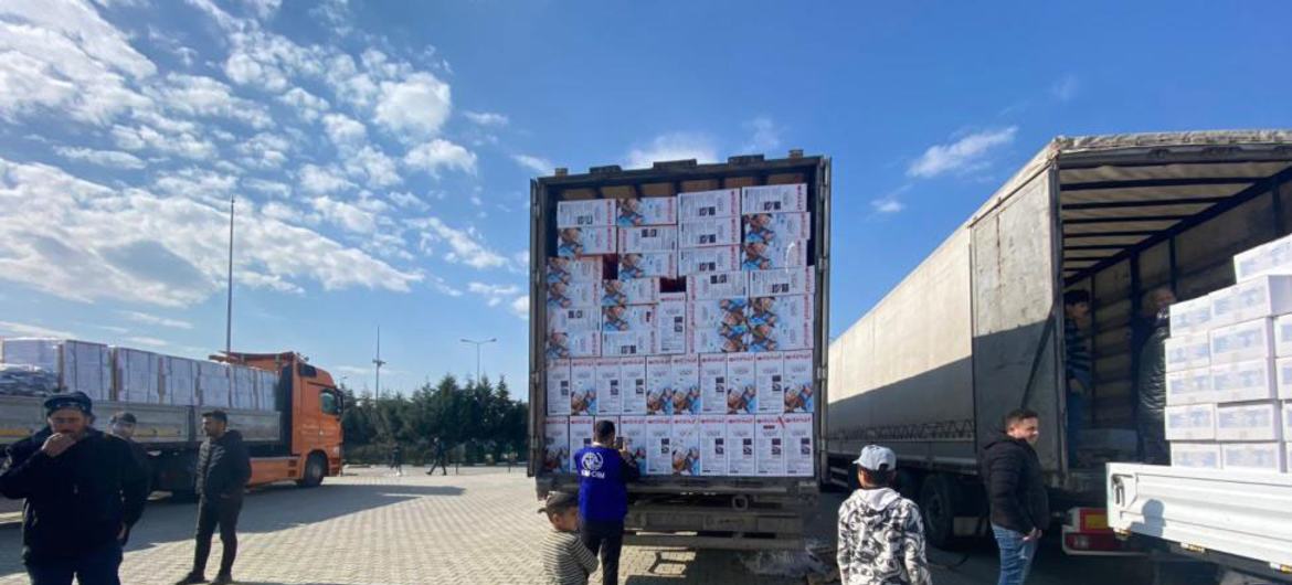 IOM convoy carrying relief supplies on the way to earthquake-affected areas in Türkiye.