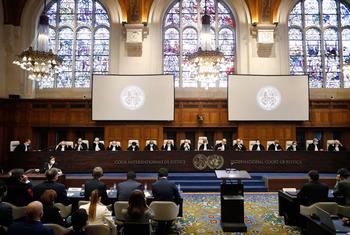 Judges hold hearings at the International Court of Justice.