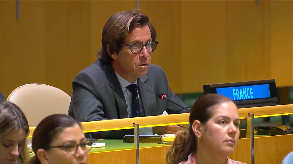 Ambassador Nicolas de Rivière of France addresses the resumed 10th Emergency Special Session meeting on the situation in the Occupied Palestinian Territory at the UN.