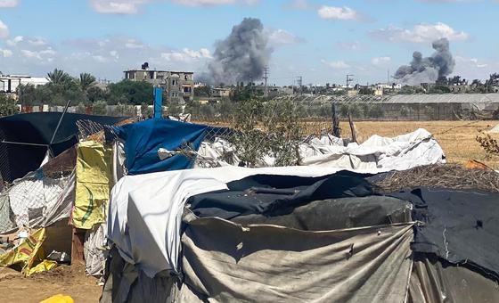Smoke rises over Rafah as bombardments continue. (file)