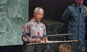 Nelson Mandela addresses the UN General Assembly in September 2004.