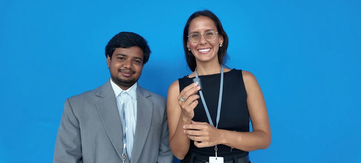 Arzucan Askin (à droite) et Gayathra Bandara (à gauche) lors d'un entretien à Nice avec ONU Info.