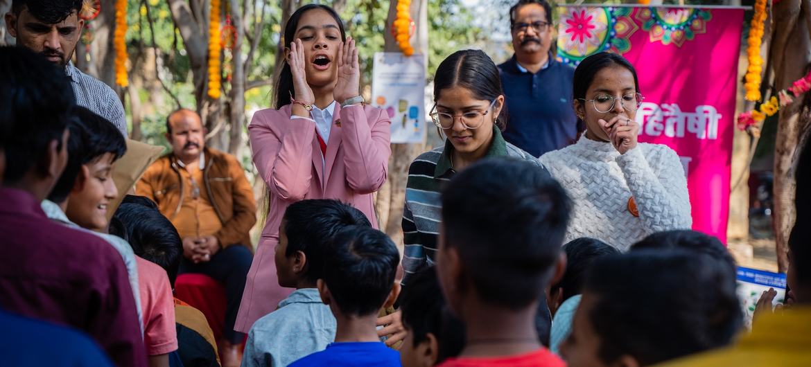 In a Bal Sabha, Mishika Brachore. In a Bal Sabha, Mishika Brachore.