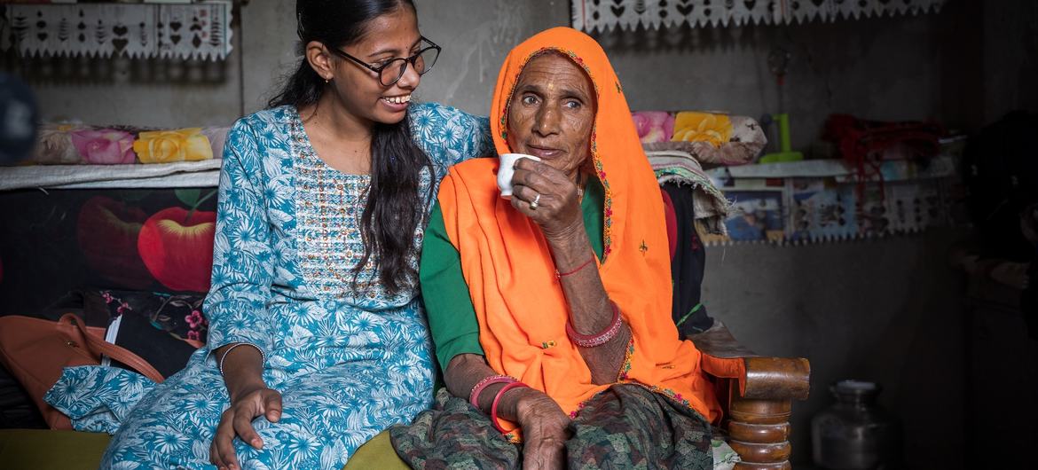 Vasundhara with his grandmother. Vasundhara with his grandmother.