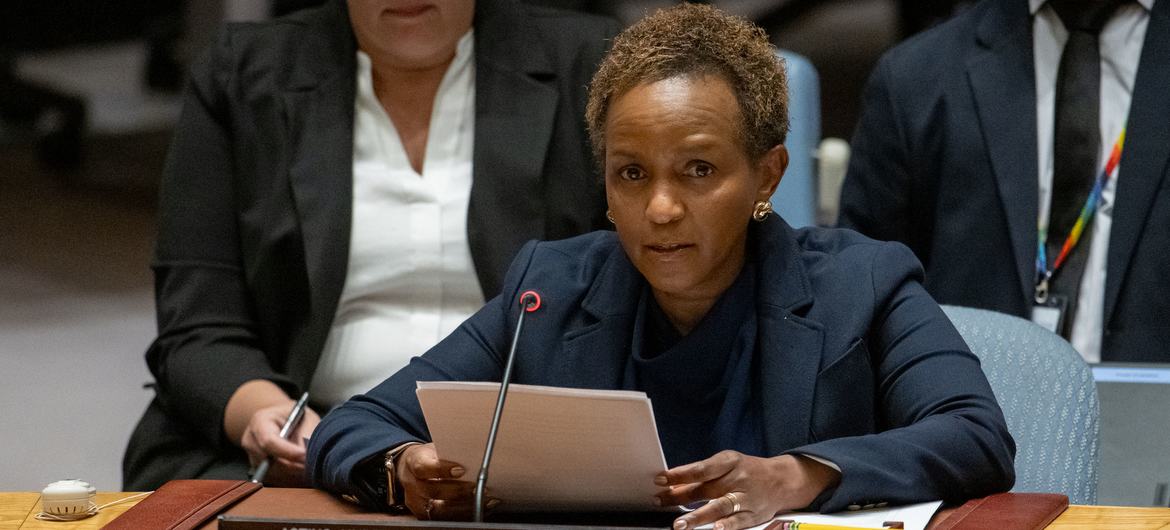 Joyce Msuya, Coordonnatrice des secours d'urgence de l'ONU par intérim, informe le Conseil de sécurité sur le maintien de la paix et de la sécurité en Ukraine.