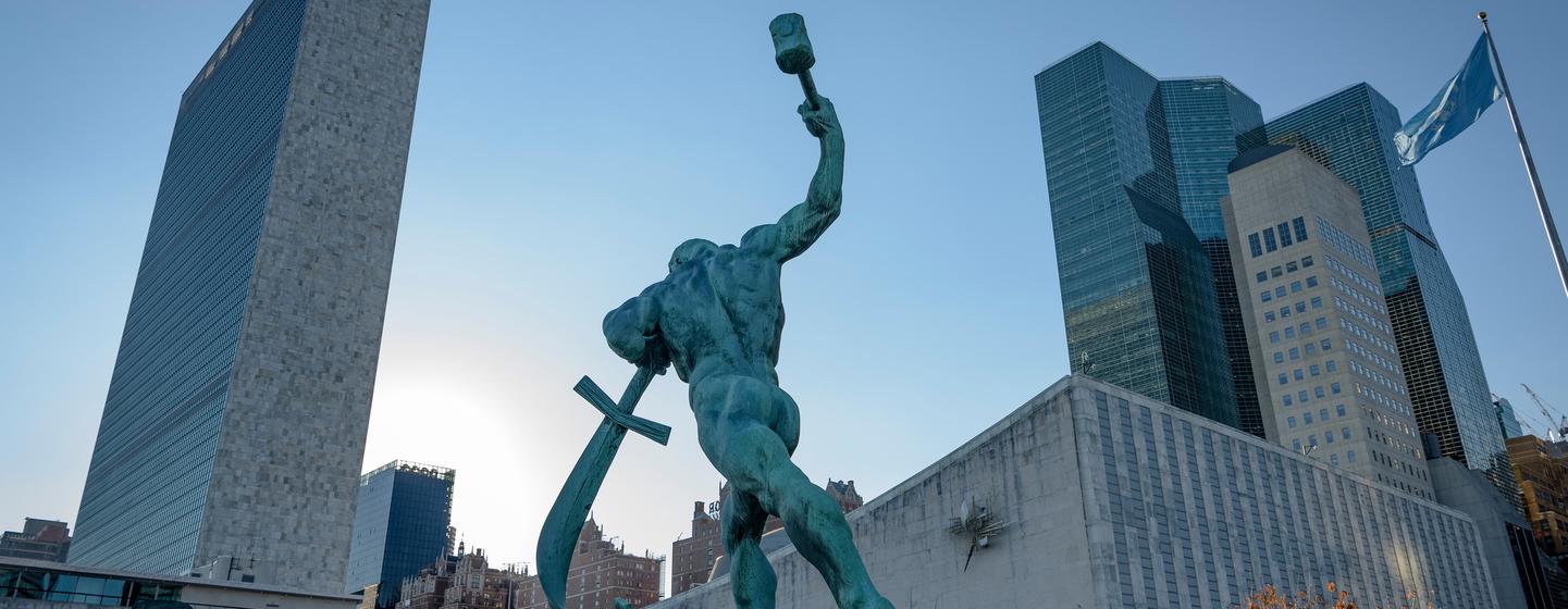 Sunrise at UN Headquarters in New York.