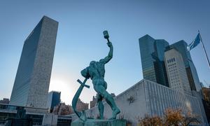 Sunrise at UN Headquarters in New York.