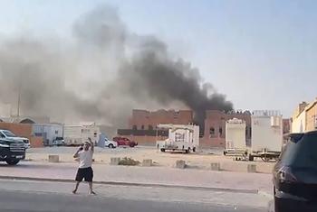 تصاعد الدخان جراء غارة إسرائيلية في العاصمة القطرية الدوحة.