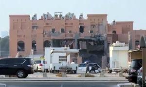 Damage to a building in Doha's West Bay commercial district is eveident following an Israeli strike on Qatar's capital.
