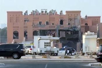 Damage to a building in Doha’s West Bay commercial district is eveident following an Israeli strike on Qatar's capital.