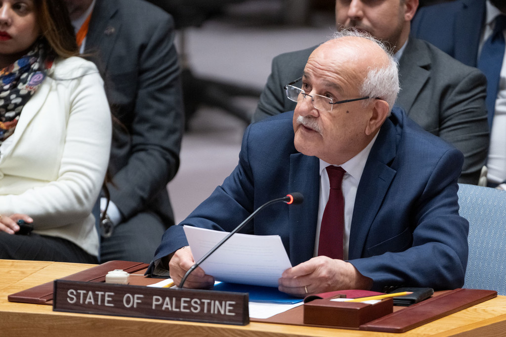 Riyad Mansour, embajador del Estado de Palestina, en el Consejo de Seguridad.
