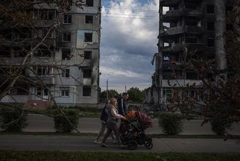 Plus de quatre-vingt-dix pour cent du centre-ville de Borodyanka ont été détruits lors de violents combats au début de la guerre en Ukraine.