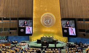 Woman astronaut Amanda Nguyen addresses the UN General Assembly on the International Day of Women and Girls in Science.