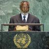 Sam Nujoma, Rais wa Jamhuri ya Namibia akihutubia Baraza Kuu la Umoja wa Mataifa jijini New York, Marekani tarehe 22 Septemba 2004.