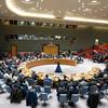 A wide view of the UN Security Council chamber as members meet on the situation in the Middle East, including the Palestinian question.