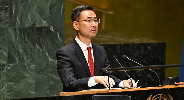中国常驻联合国副代表耿爽在联大发言。