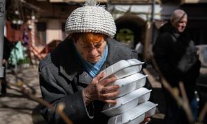 Many people in Ukraine rely on food provided by the UN and other agencies.