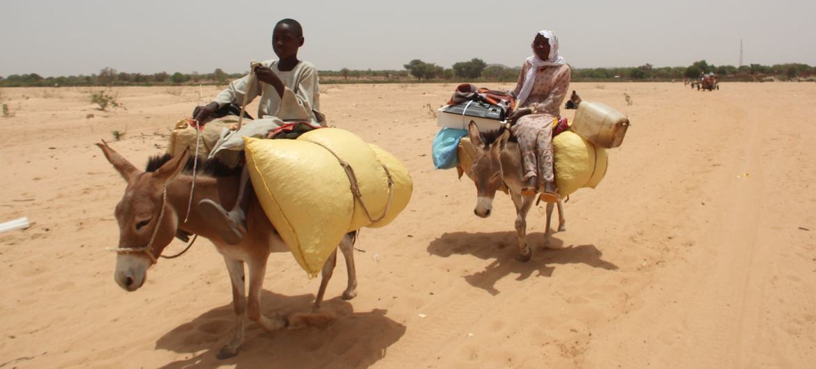 Sudan'daki çatışma tırmanırken, mülteciler Çad ile Sudan arasındaki sınırda bulunan Çad'ın Koufroun köyüne varıyor.