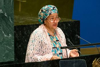 Заместитель Генерального секретаря ООН Амина Мохаммед выступает на открытии Конференции ООН по правам инвалидов.