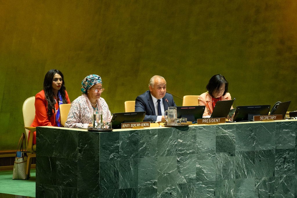 طارق الأدب (في الوسط) سفير تونس لدى الأمم المتحدة ورئيس المؤتمر السابع عشر للدول الأطراف في اتفاقية حقوق الأشخاص ذوي الإعاقة.