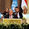 联合国秘书长安东尼奥·古特雷斯在约旦发表讲话，呼吁对加沙进行紧急人道主义救援。