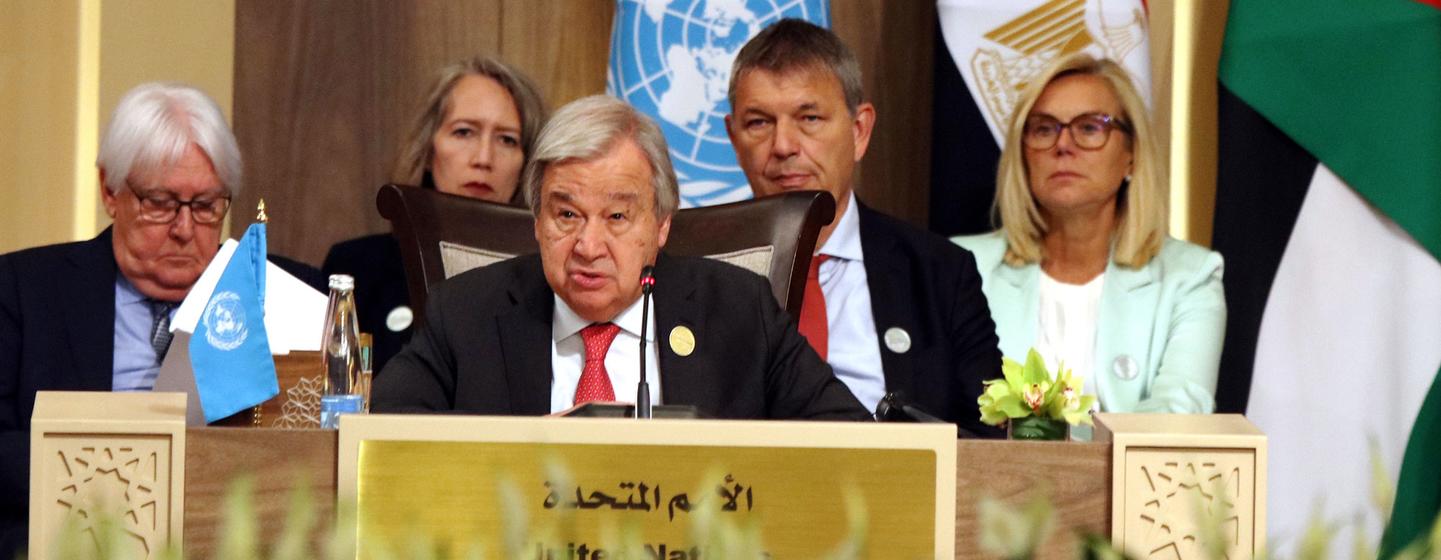Le Secrétaire général des Nations Unies, António Guterres, prononce un discours en Jordanie appelant à une réponse humanitaire urgente à Gaza.