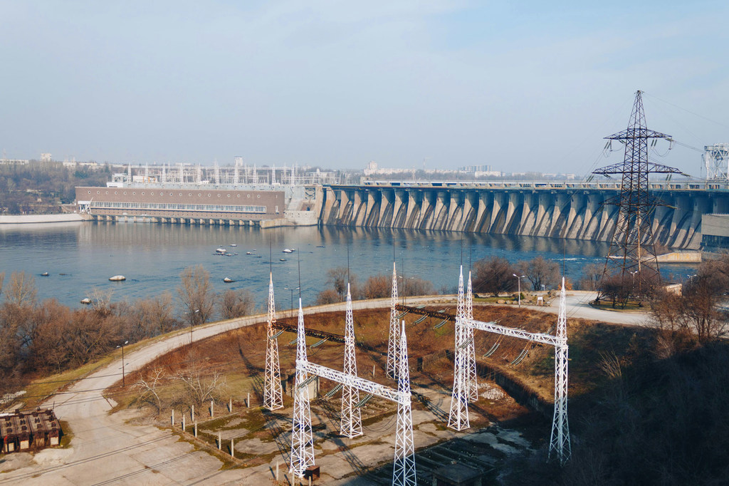 La centrale hydroélectrique du Dniepr à Zaporizhzhia, en Ukraine.