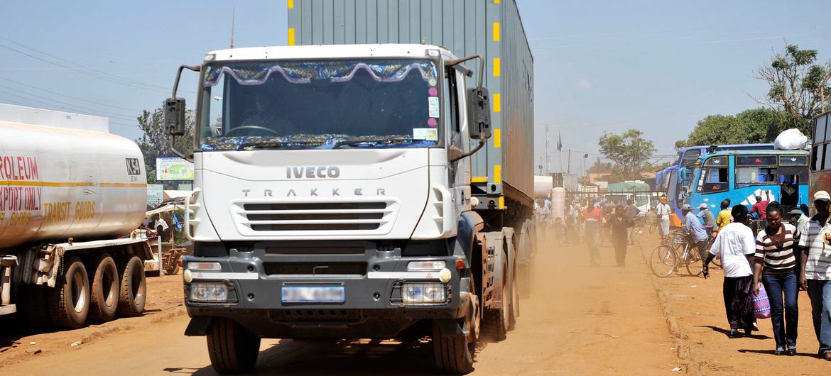 A truck travels up to East Africa.