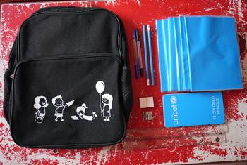 Back-to-school supplies at a UNICEF-supported school in Yemen.