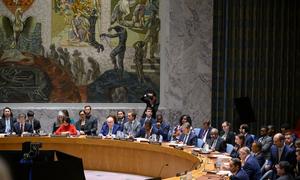 The UN Security Council meets to discuss the situation in the Middle East.