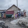 Tidal waves on Namkhana Island,  West Bengal, India, flood coastal communities.
