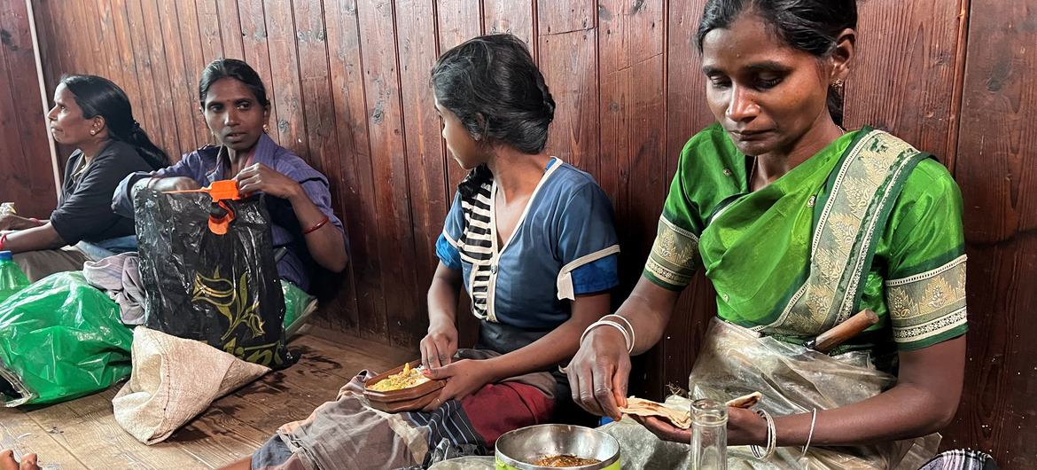 Lunchtime in the factory at Blue Field tea estate in Ramboda, Sri Lanka.