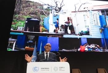 UNFCCC के कार्यकारी सचिव साइमन स्टील, वार्षिक जलवायु सम्मेलन कॉप29 के लिए बाकू में एकत्र हुए प्रतिनिधियों को सम्बोधित कर रहे हैं.