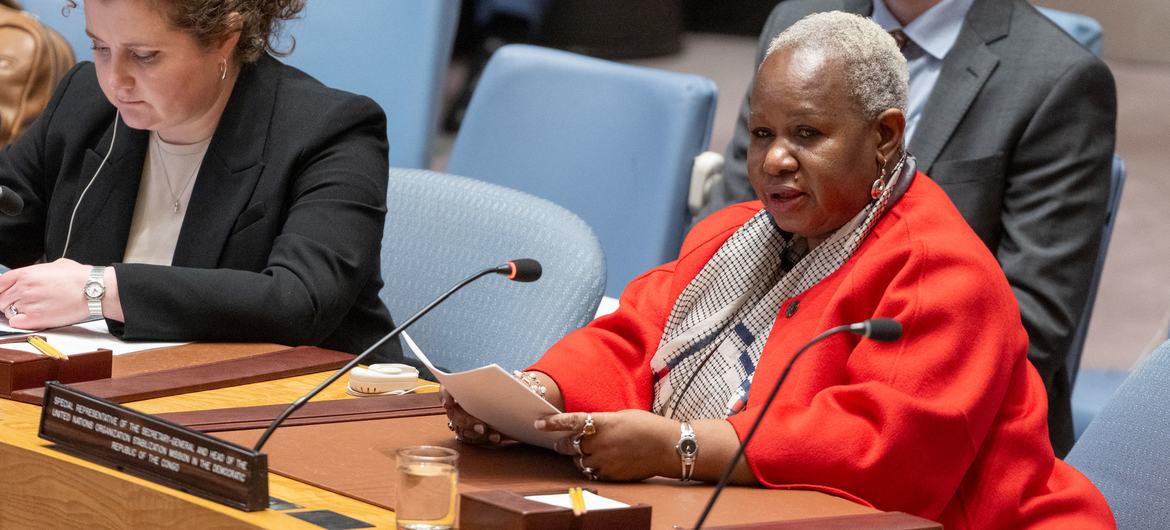 Bintou Keita, Cheffe de la Mission des Nations Unies en République démocratique du Congo (MONUSCO), informe le Conseil de sécurité des travaux de la mission et de la situation dans le pays.