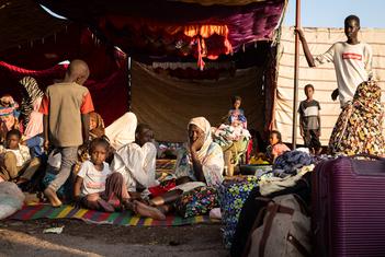 Displaced families at an IDP camp in Sudan's Gedaref state. More than 12 million people have been displaced due to the conflict in the country.